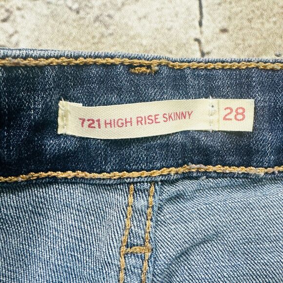Levis Jeans Womens Sz.28 Blue 721 High Rise Skinny Ankle Stretch Denim Dark Wash - Picture 3 of 16